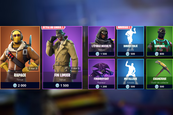 Boutique Fortnite 22 novembre